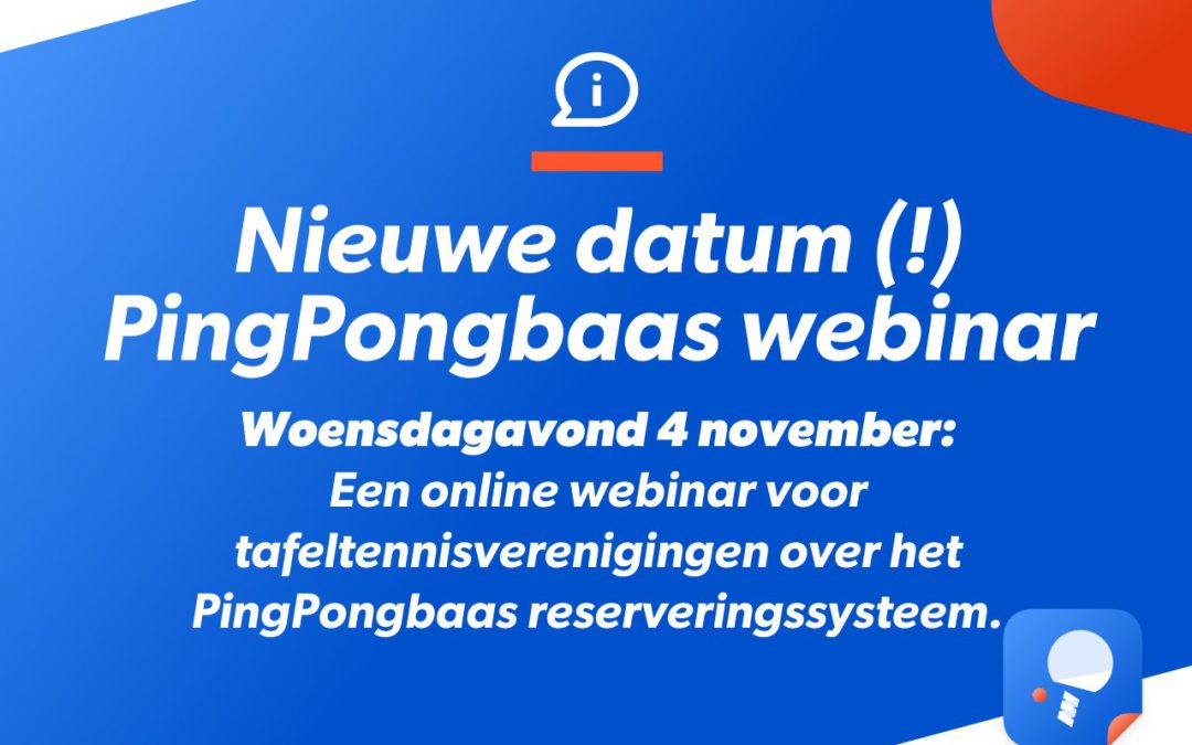 Webinar over Nieuwe functies PingPongbaas op 4 november